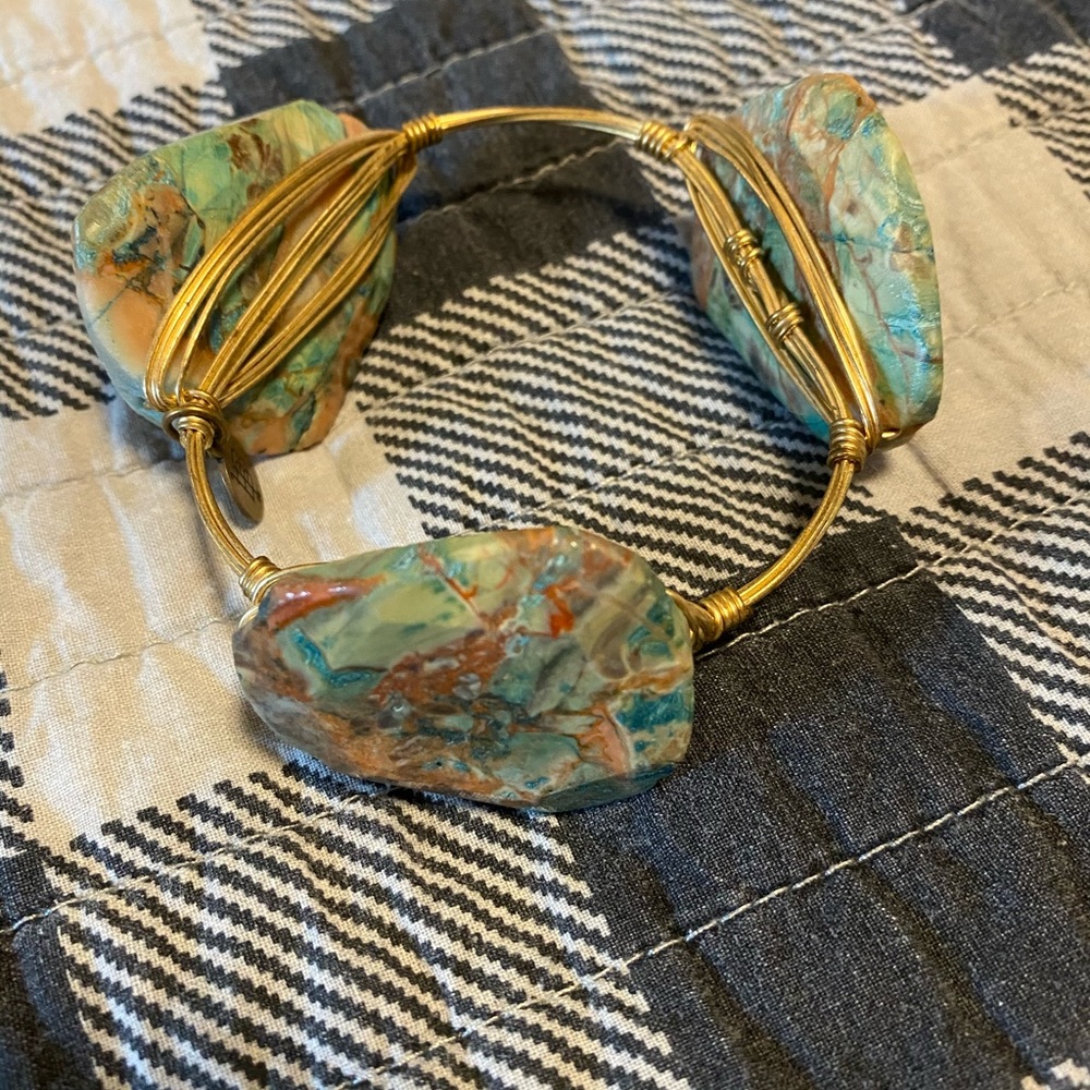 Aqua and brown bourbon and bowties bangle